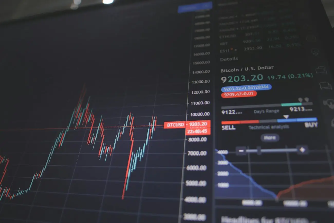A screen showing a bitcoin trading chart